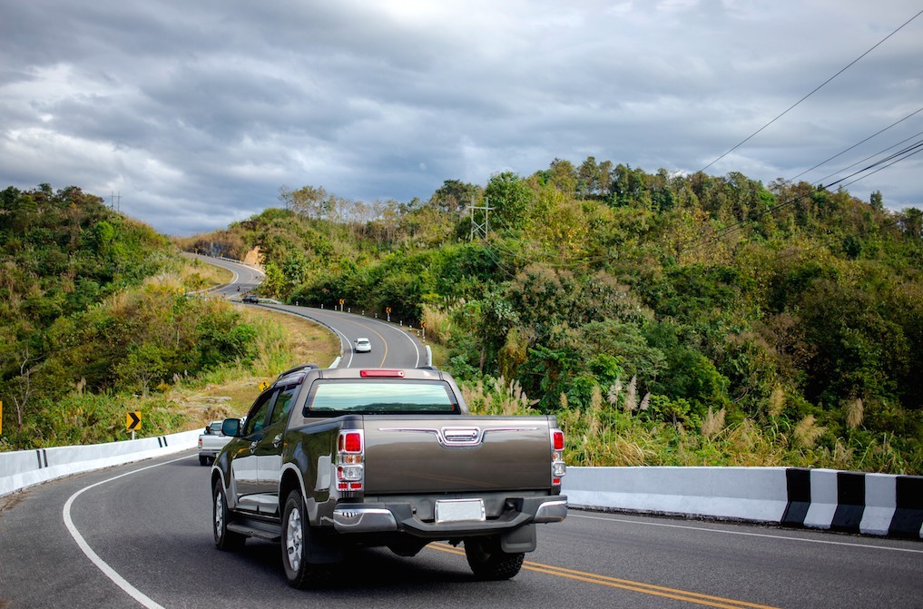 truck driving on road