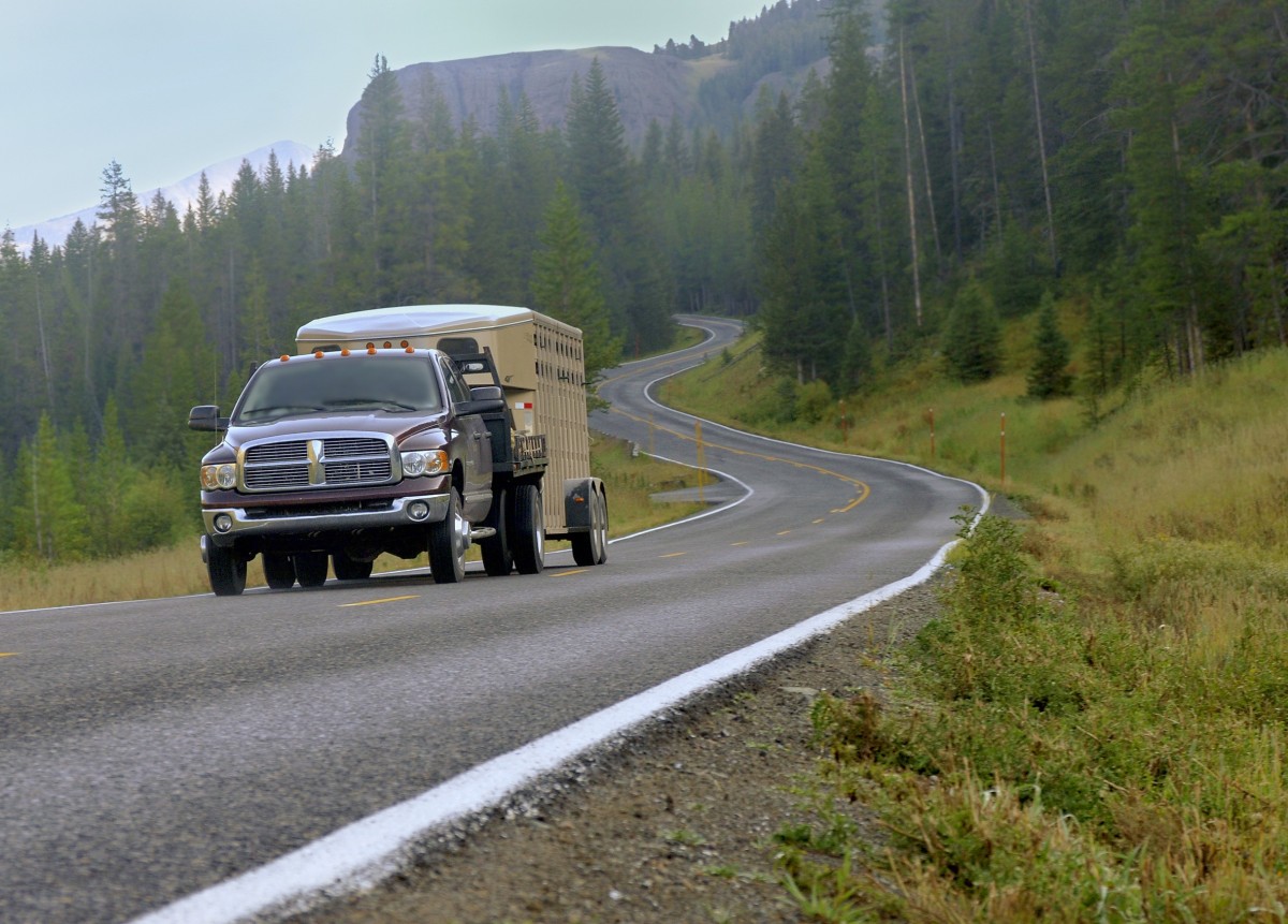 diesel truck pulling a trailer